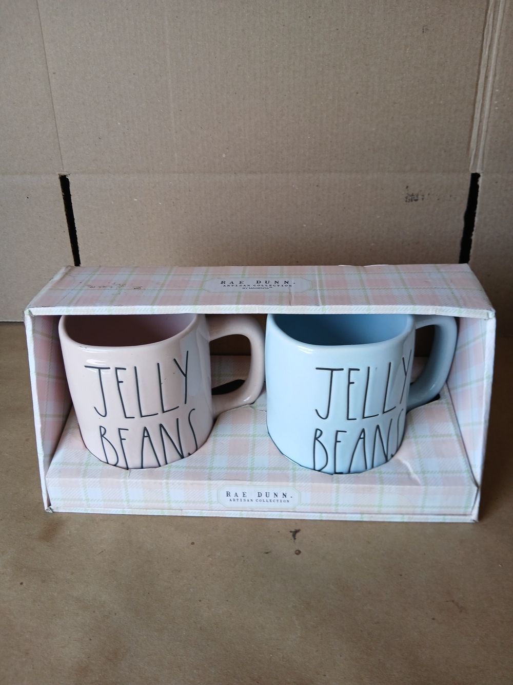 Rae Dunn 'Jelly Beans' Pink and Blue Stoneware Mug Set